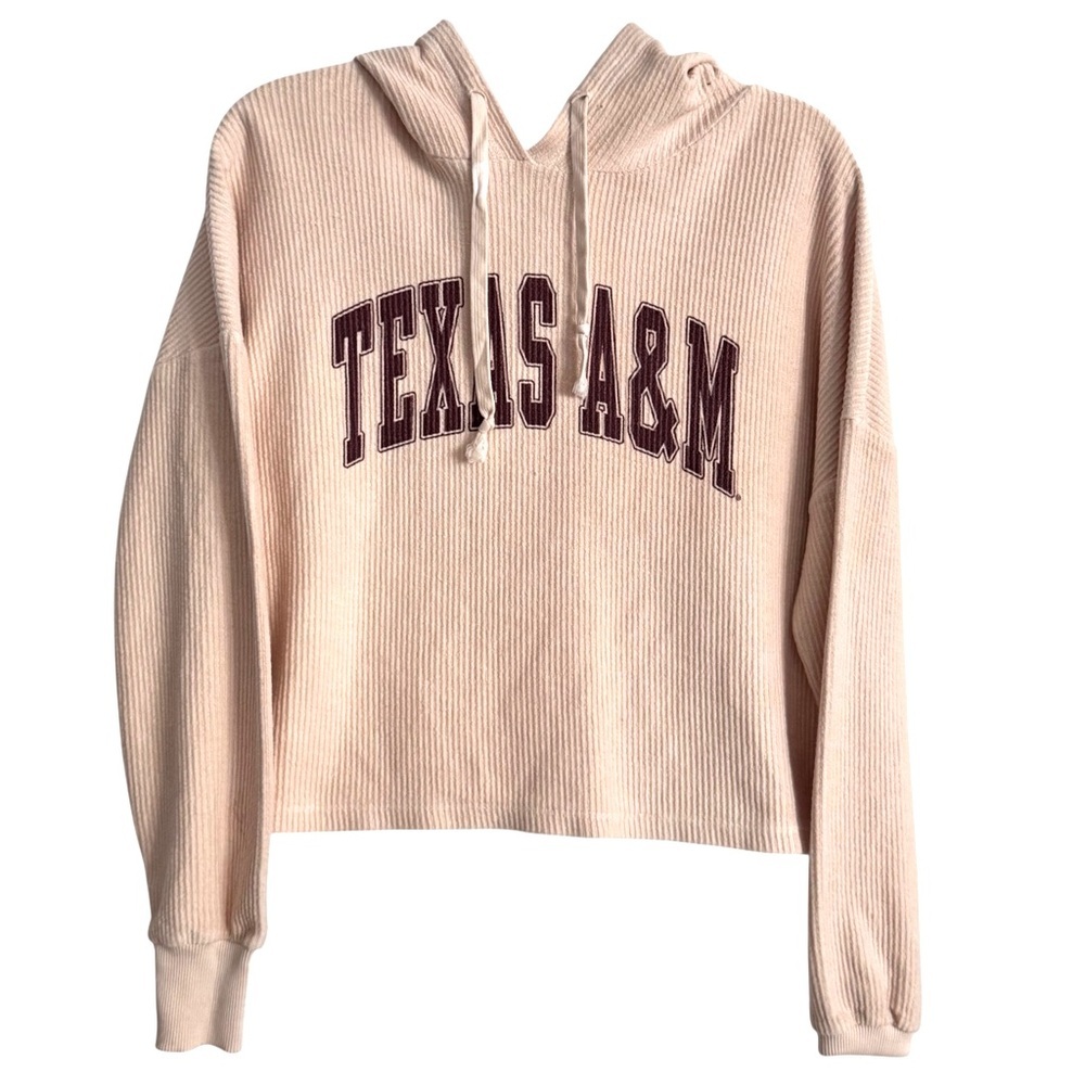 Summit Sportswear Size Small Texas A&M Corded Cream Cropped Long Sleeve Hoodie
